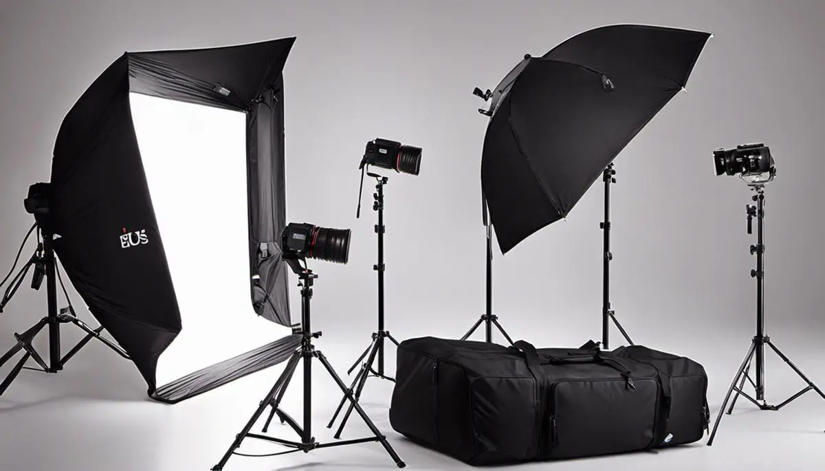 Photography lighting equipment including bounce flash, diffusers, and light sources